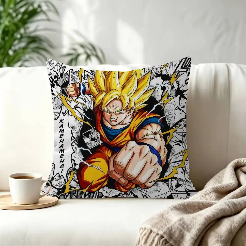 Anime Super Saiyan Goku Dekorativer Kissenbezug, quadratischer Kissenbezug, Heimbüro, dekoratives Kissen, Dragon Ball Cover – Detail 7