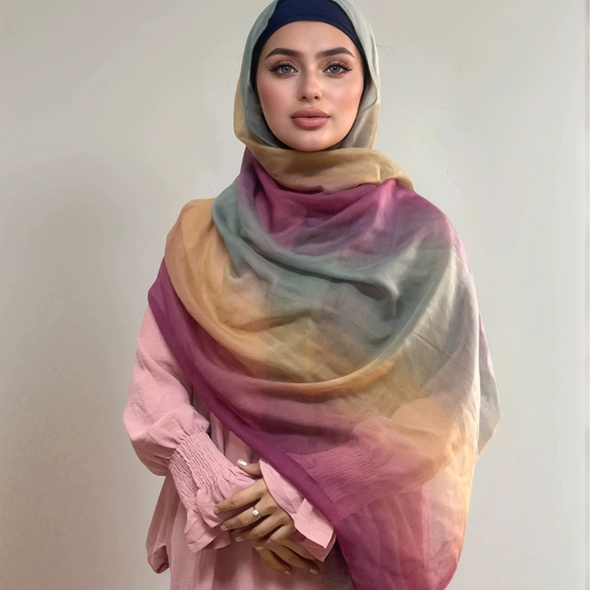 

Malaysia's Long Scarf Women's Shawl Gradient Color Large Head Scarves