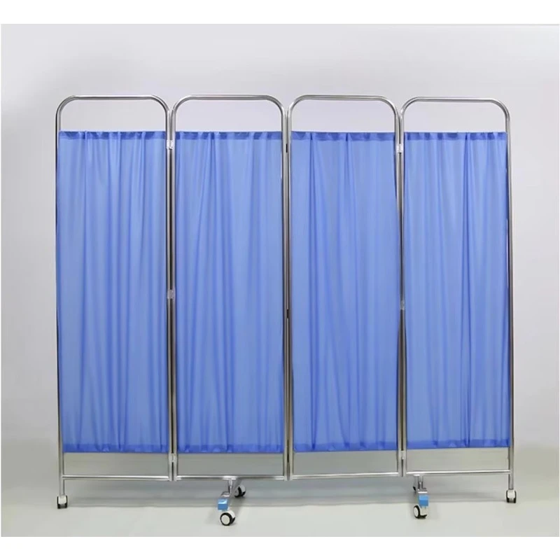 ستارة شاشة قابلة للطي مكونة من 4 ألواح من مستشفى، 4 أضعاف من الفولاذ المقاوم للصدأ، شاشة جناح المستشفى #6