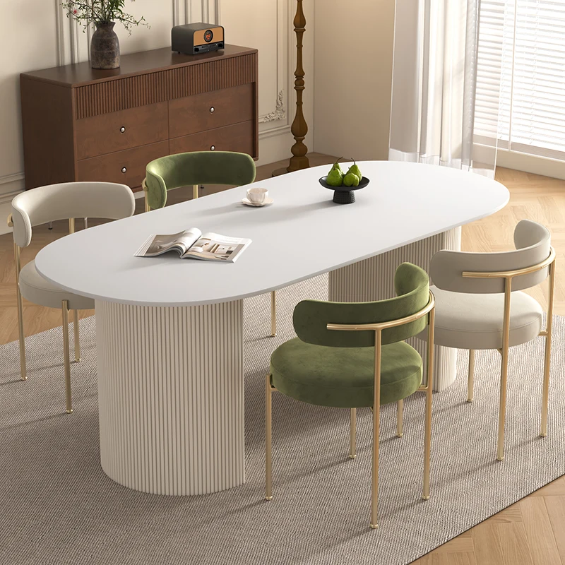 Oval Modern Dining Table Kitchen Unique Nordic Italian Salon Dining Table Luxury White Design Mesas De Jantar Home Furniture