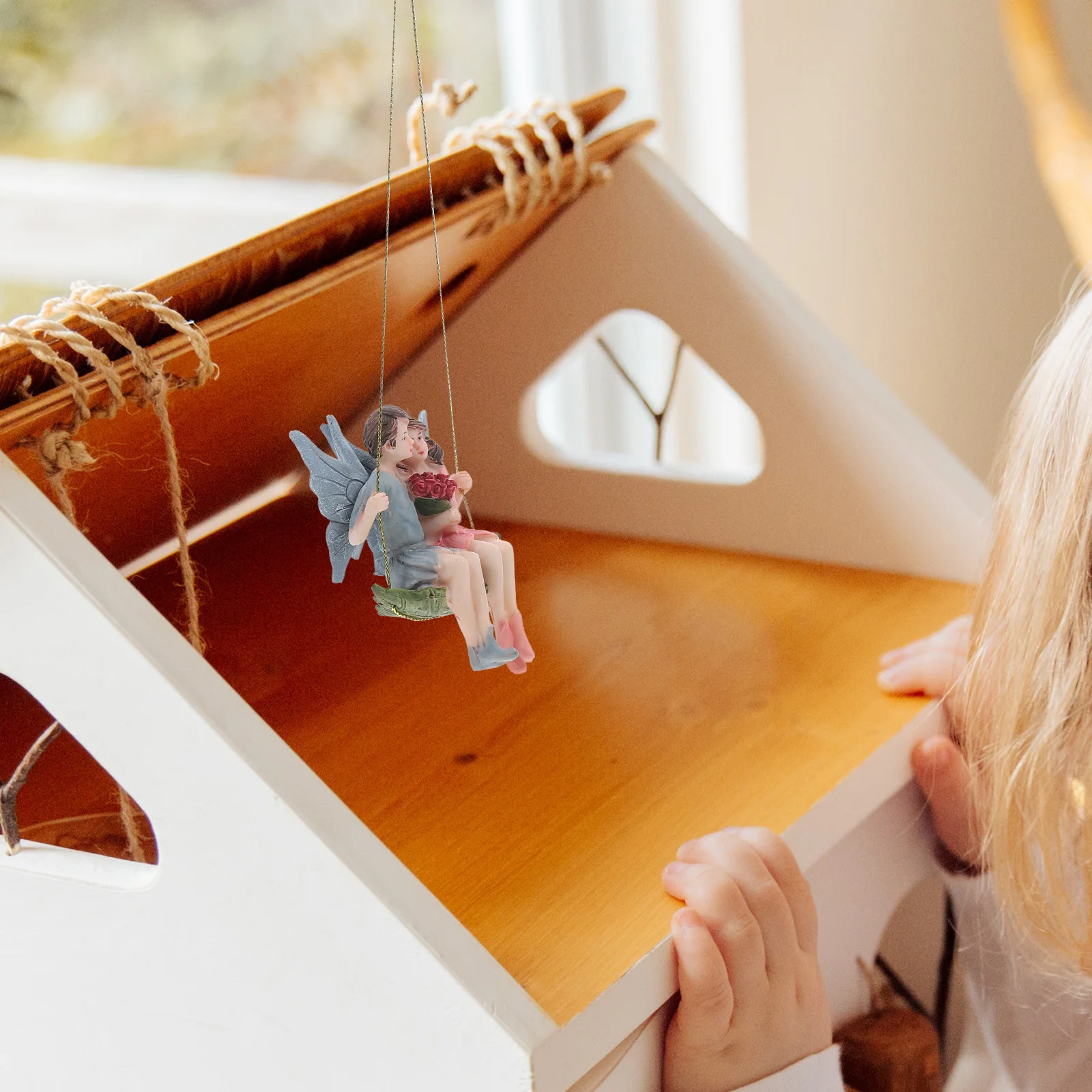 

1Pcs Flower Fairy Adornment Resin Artware Decorative Hanging Pendant Garden Ornament Landscape Decor Hanging