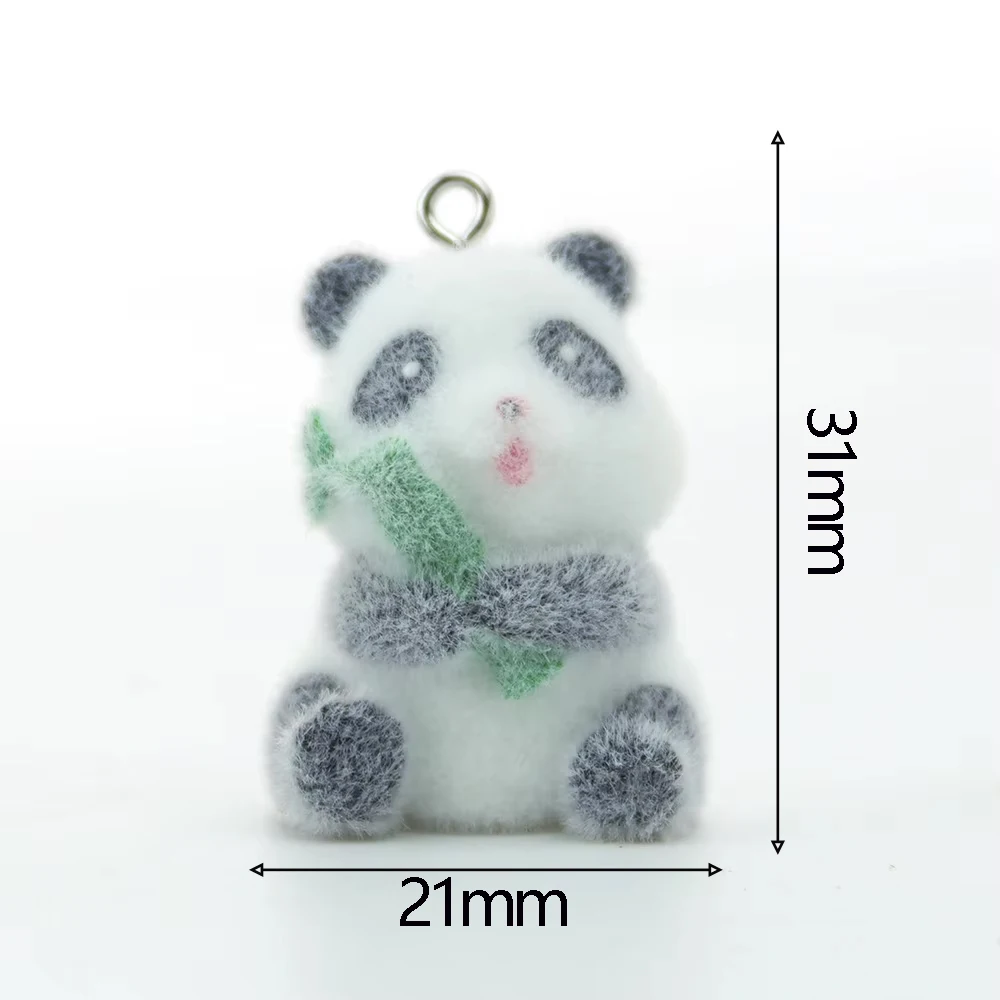 20PCS 3D Resin Flocking Animals Charms Cute Plush Dolls Pendant for Necklace Keychain Making DIY Jewelry Accessories Wholesale