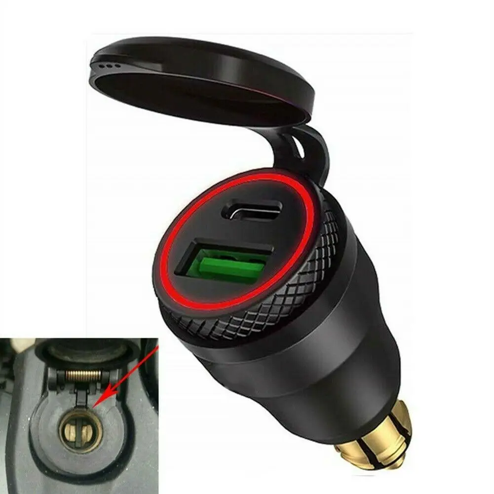 1pcs Motorcycle QC3.0 USB Type C PD Charger For BMW Ducati Triumph Motorcycle QC3.0 USB PD Charger Hella DIN Plug-Socket New