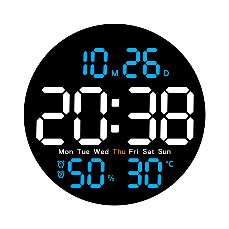 10inch LED Large Digital Wall Clock with Remote Control Temperature Humidity Date Week Display Countdown Timing Clock Home Decor