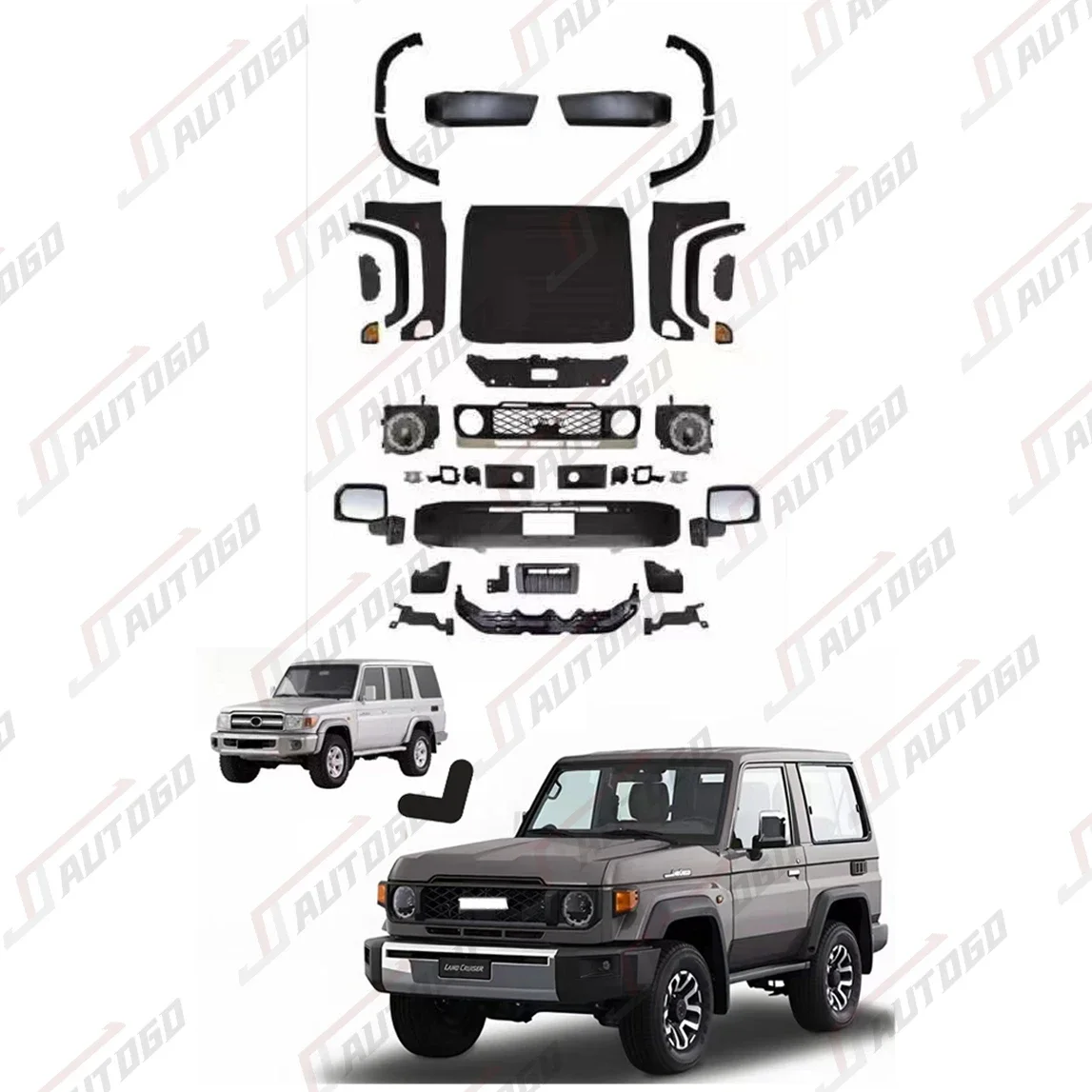 Facelift for Toyota Land cruiser 2007-2021 LC70 LC79 series Upgrade to 2024 LC76 FJ79 body kit 2WD 4WD off road pick up body kit