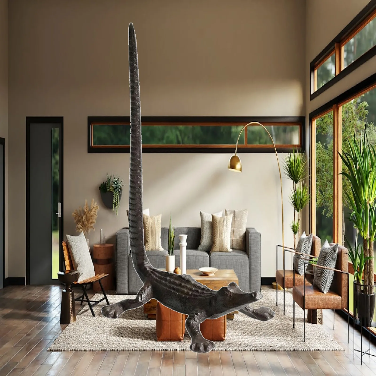 

Multifunctional Paper Towel Holder Iron Crocodile Design Premium Roll Rack for Kitchen Bathroom and Desktop Use