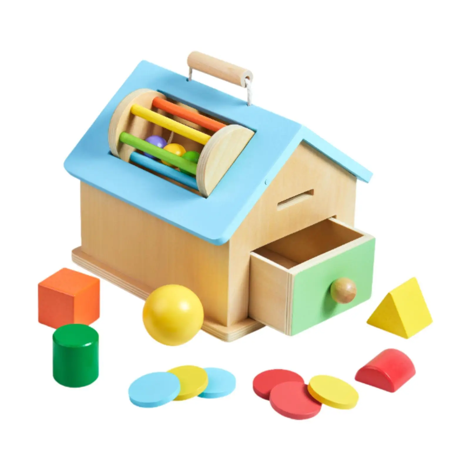 

Wooden Montessori Toy Activity House for Babies Fine Motor Skills Montessori Toy Activity House Sensory Board for 1-3 Years