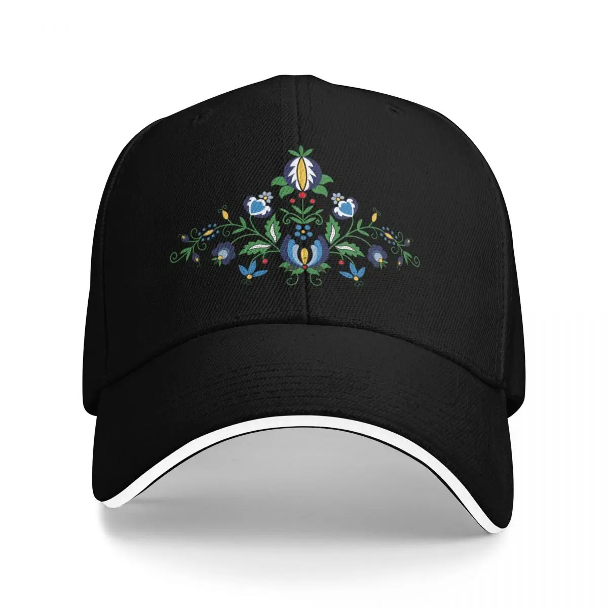 

Folk - 4th composition, Kashubian art (white background) Baseball Cap Hat Beach Brand Man cap Female Men's