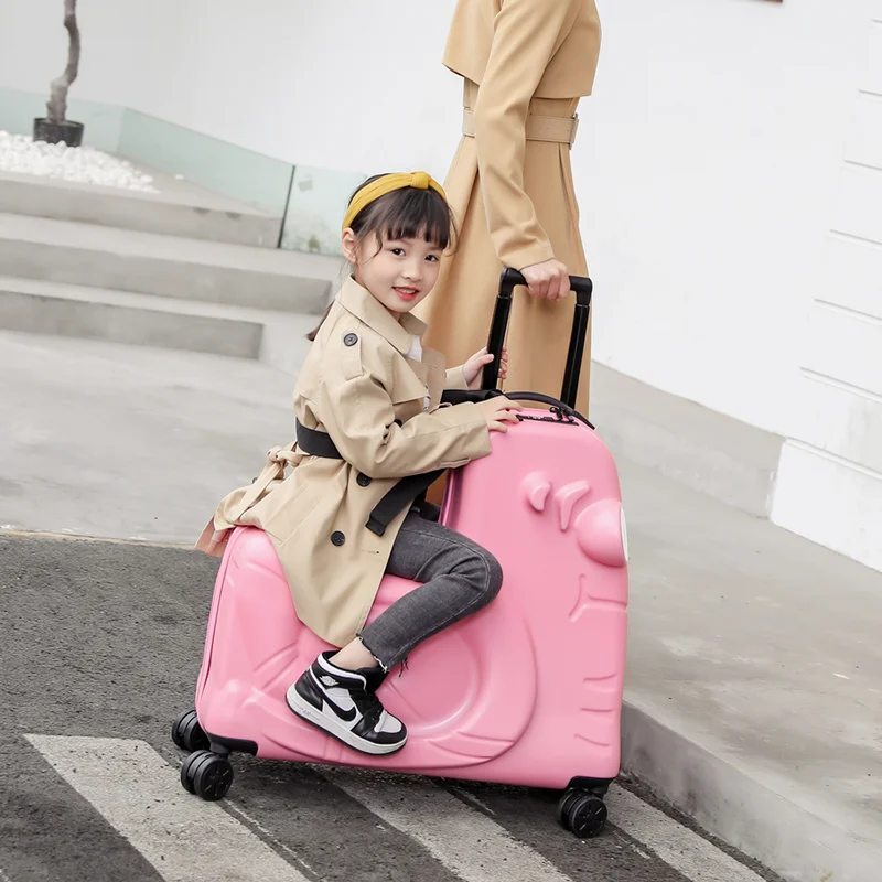 New travel experience children's luggage riding trolley case cute baby can ride travel box 24 cute snail shaped suitcase