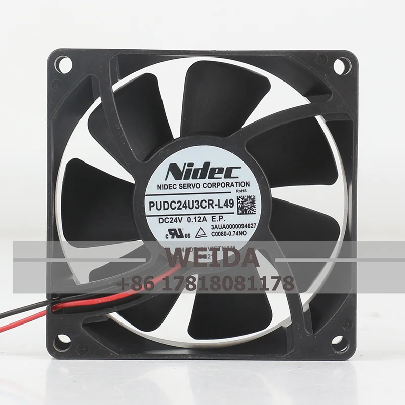 

Корпусный вентилятор Nidec 12 В 48 В постоянного тока 24 В 0,12 А AC EC 8025 8025 8 см корпус сервопреобразователя частоты двухпроводной охлаждающий вентилятор PUDC24U3CR-L49
