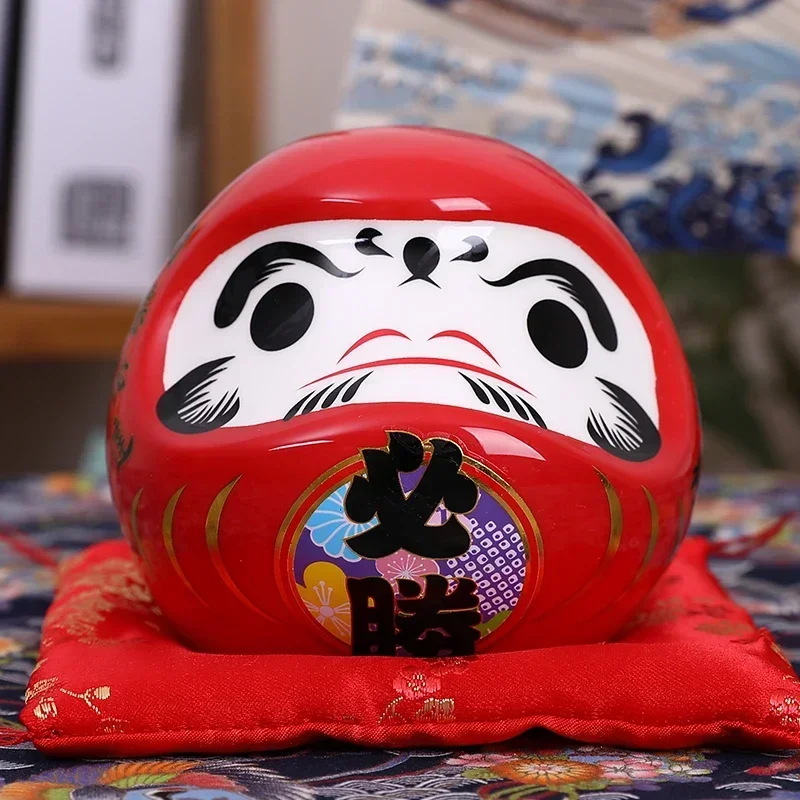 

4.5 inch Japanese Ceramic Daruma Doll Lucky Charm Fortune Ornament Fengshui Zen Craft Money Box Home Tabletop Decoration Gifts