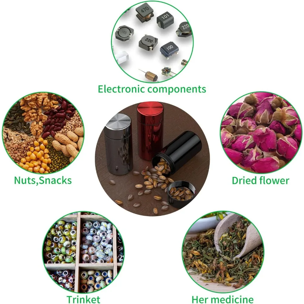 حاويات تخزين ألومنيوم محمولة، 3 عبوات، زجاجات معدنية محكمة الغلق ومقاومة للرائحة، حاويات متعددة الأغراض