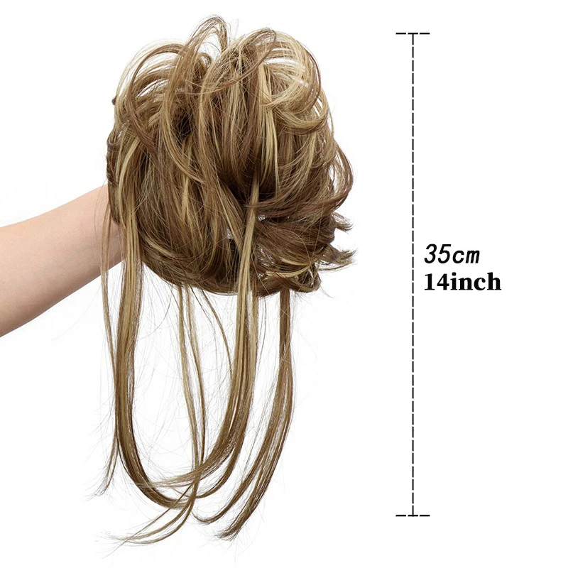 14 INCH Synthetic Elegant Messy Curly Elastic Rubber Band Hair Bun Fluffy Easy to Style Suitable for Daily Use Halloween Cosplay