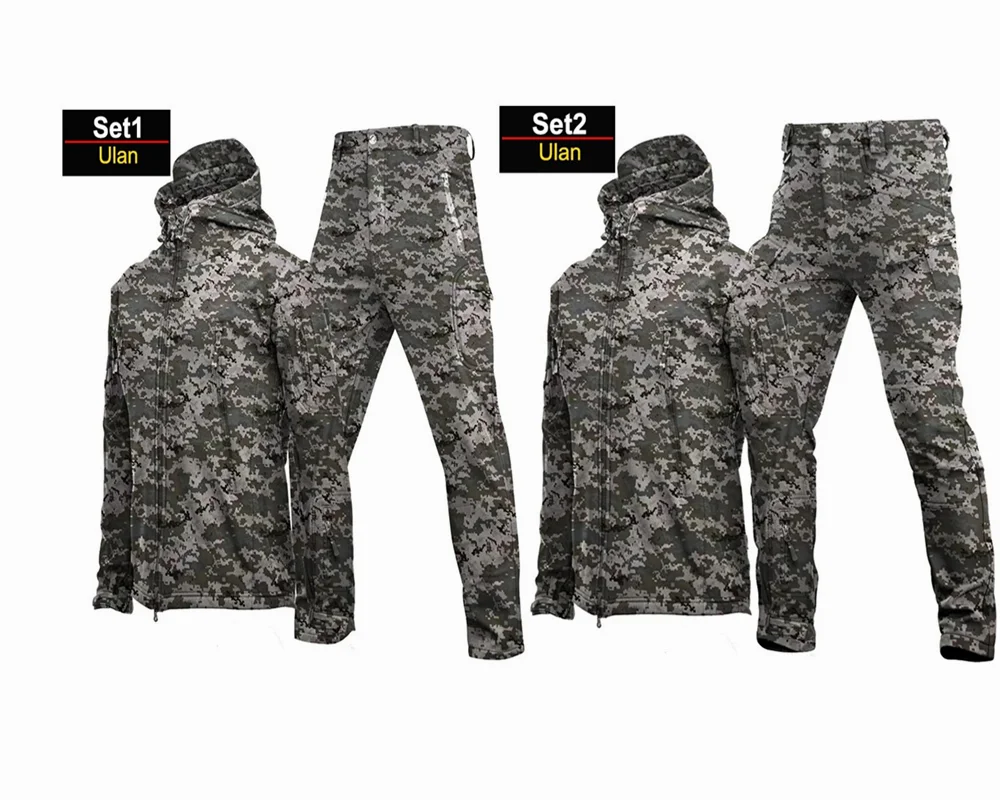 2026 Winter Autumn Tactical Hiking Jackets Suit Men SoftShell Tactical Waterproof Fishing Camping Climbing Fleece Jacket Set