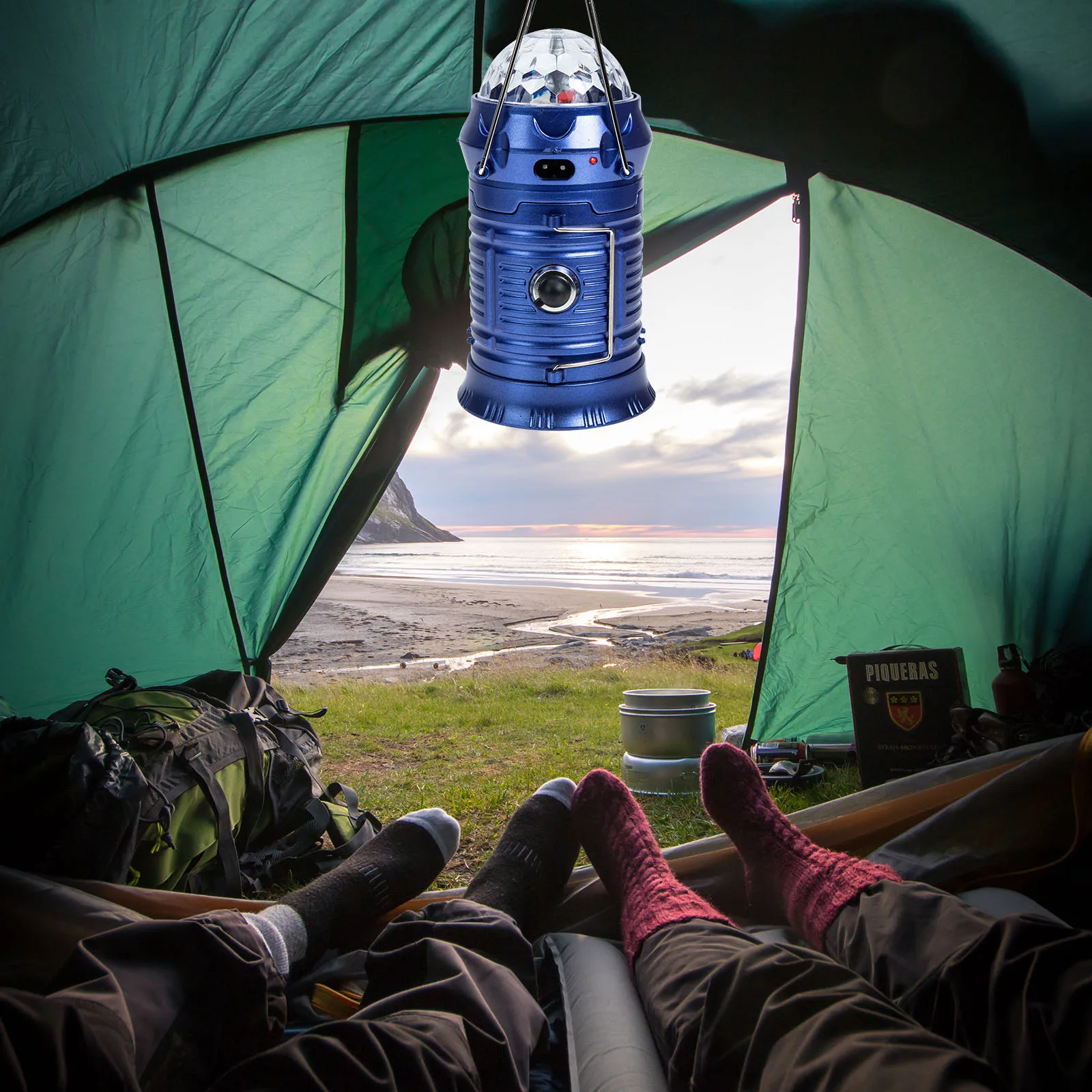 

Solar LED Camping Light Portable Outdoor Lantern Fan 90 Degree Adjustable Rechargeable Tent Lamp High Conversion Panel