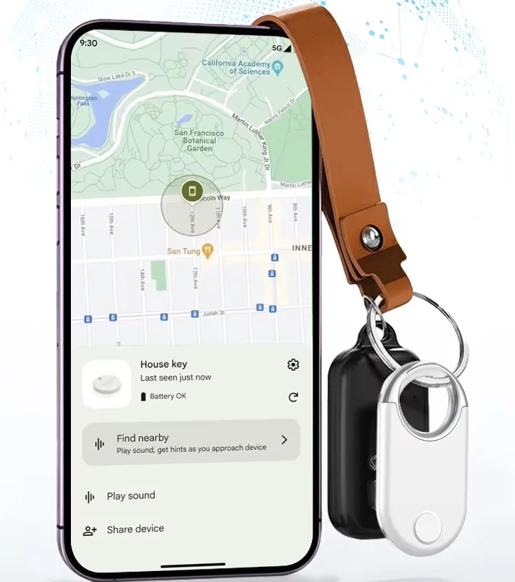 Android smart positioning tag anti-loss Bluetooth locator, suitable for trackers for pets, luggage boxes, and key finder devices