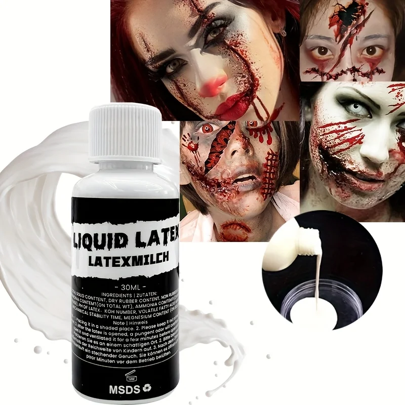 Maquillaje de látex líquido de secado rápido, SFX multifuncional adecuado para raspar, heridas y prótesis aplicaciones con facilidad, etc.