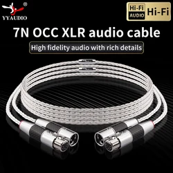 YYAUDIO 1 para kabel XLR Hifi czysty 7N OCC posrebrzany kabel Audio z włókna węglowego 3-pinowe złącze XLR kabel zbalansowany xlr