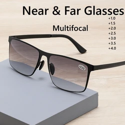 Women Men Fashion Bifocal Reading Glasses Multifunctional Vintage Presbyopia Eyewear UV Protection Sunglasses Shades+1.0+3.5