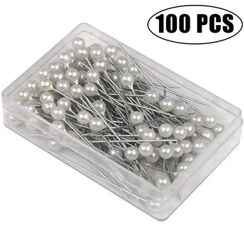 إبر بيضاء مستديرة برأس لؤلؤي للخياطة ، دبابيس دفع مستقيمة ، وضع ، أدوات خياطة تصنعها بنفسك ، 38 * ، * * لكل صندوق