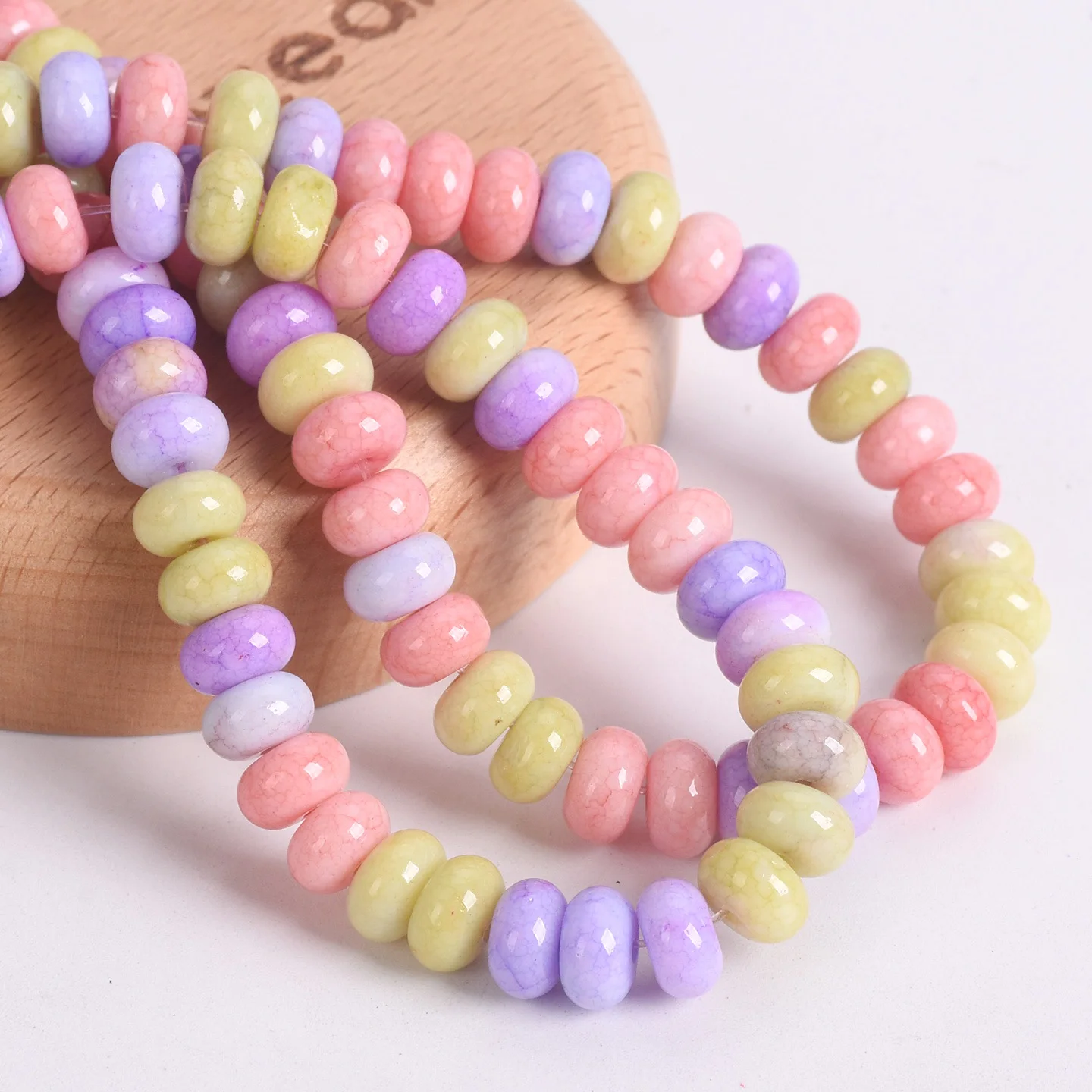 50 peças de Miçangas de Vidro Opaque em Forma de Rondelle 8x5mm em Cores Misturadas para Fazer Joias DIY