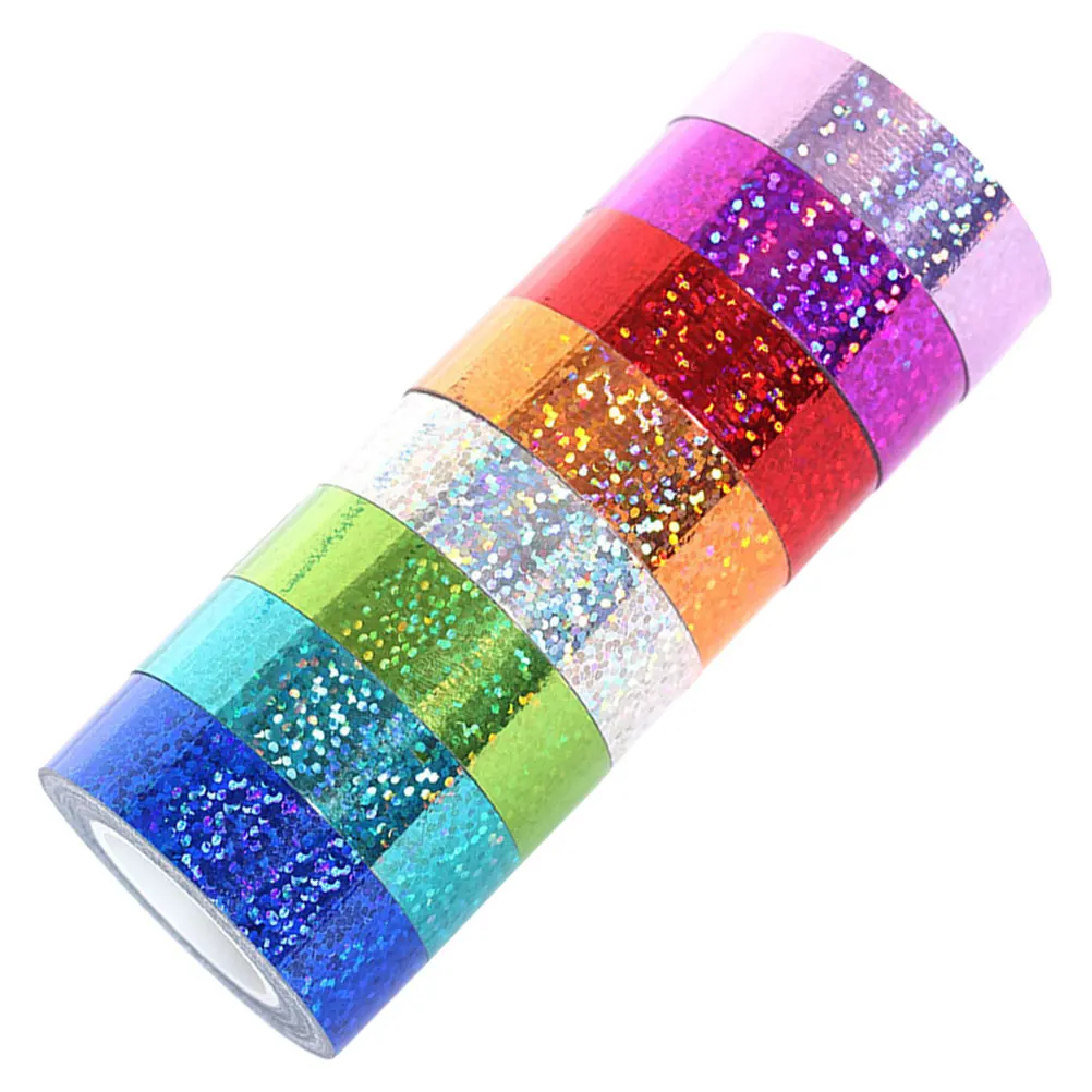 

Cloth Tape Glitter Tapes Colorful Masking Projects Kit Adhesive Washi Holographic Stackable High Versatile Holiday Decor