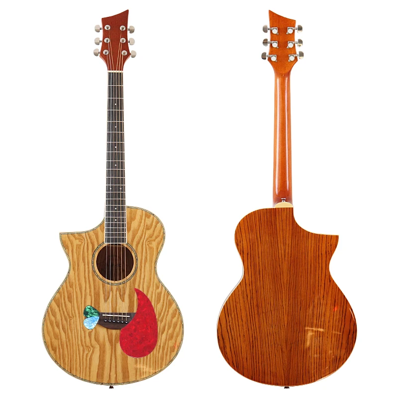 Left Hand 40 Inch Spruce Wood Top Acoustic Guitar Cutaway Design High Gloss 6 String Sapele Body Folk Guitar