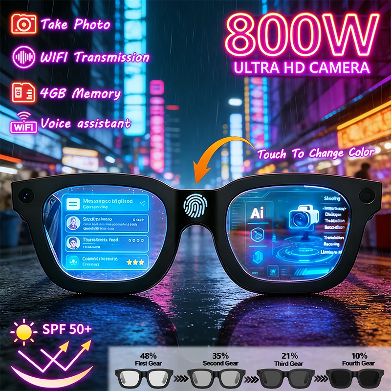 nuovi-occhiali-smart-ai-con-fotocamera-hd-da-800w-registrazione-video-memoria-da-4gb-traduzione-assistente-vocale-musica-e-lenti-fotocromatiche