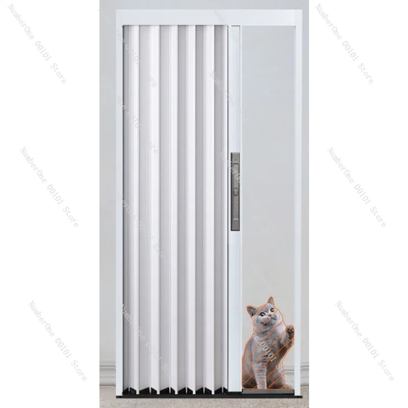 

Fireproof Aluminum Alloy Folding Sliding Door Invisible Kitchen Bathroom Balcony Air Conditioning Partition Telescopic Simple