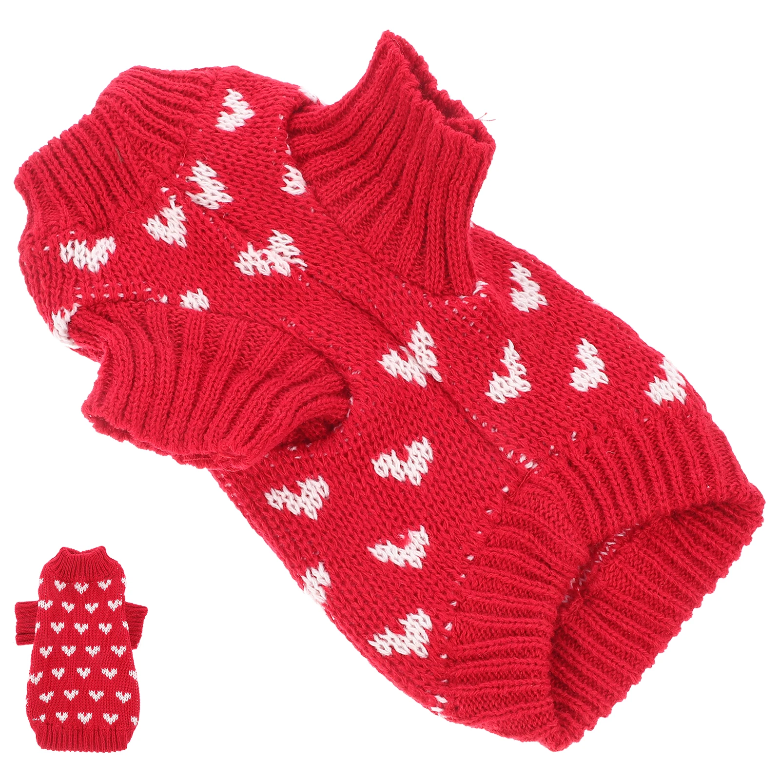 

Small Dog Knitted Sweater Heart Pattern Winter Warm Dog Clothes Breathable Acrylic Pet Sweater Puppy Christmas Gift