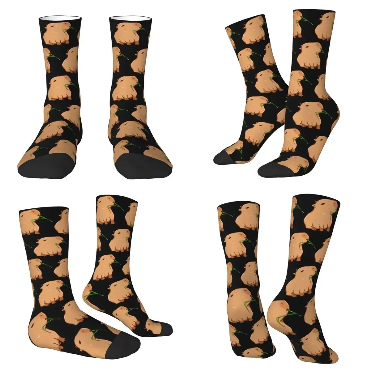 

Capybara With A Leaf, Eat Your Greens Socks Harajuku Super Soft Stockings All Season Long Socks for Unisex Valentine's Day Gifts