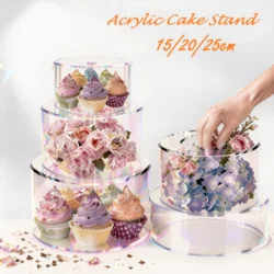 2/1pc Cake Display Board Round Clear Cake Stand Dessert Acrylic Display Holders for Wedding Birthday Party Table Pastry Decor