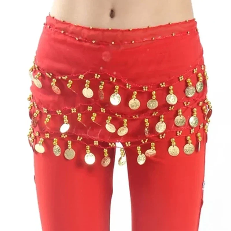 ผ้าพันสะโพกสำหรับเต้นรำแบบโซ่คล้องเอวสำหรับเด็กเข็มขัดสำหรับเต้นแบบอินเดีย12สี68เหรียญ