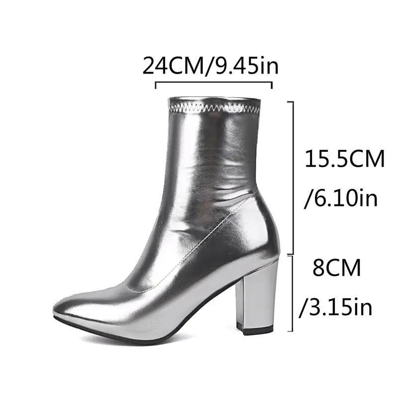 Girseaby 2024 Luxury Women Ankle Boots Round Toe Block Heels 10cm Zipper Big Size 44 45 46 Fashion Dating Party Short Booties