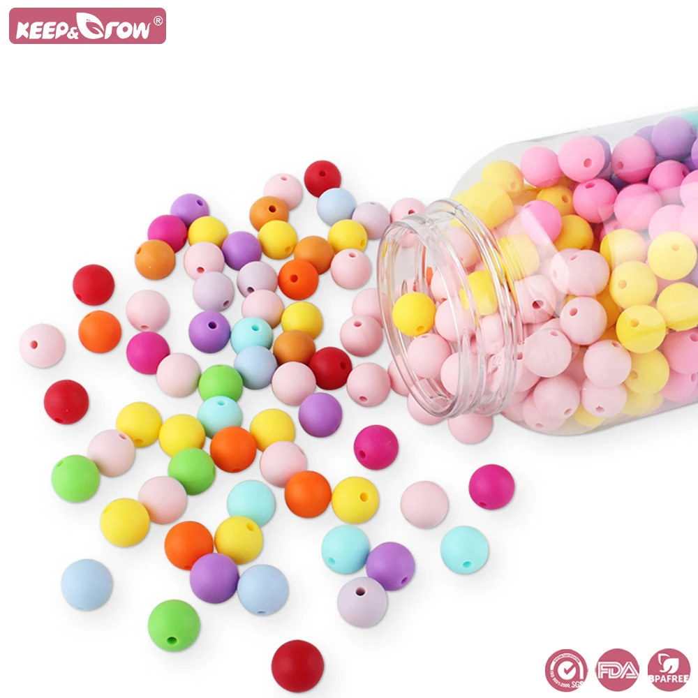 

500pcs 12mm Silicone Beads Round Food Grade DIY Baby Necklace Pendant Oral Care Toys Baby Chewable Teething Beads