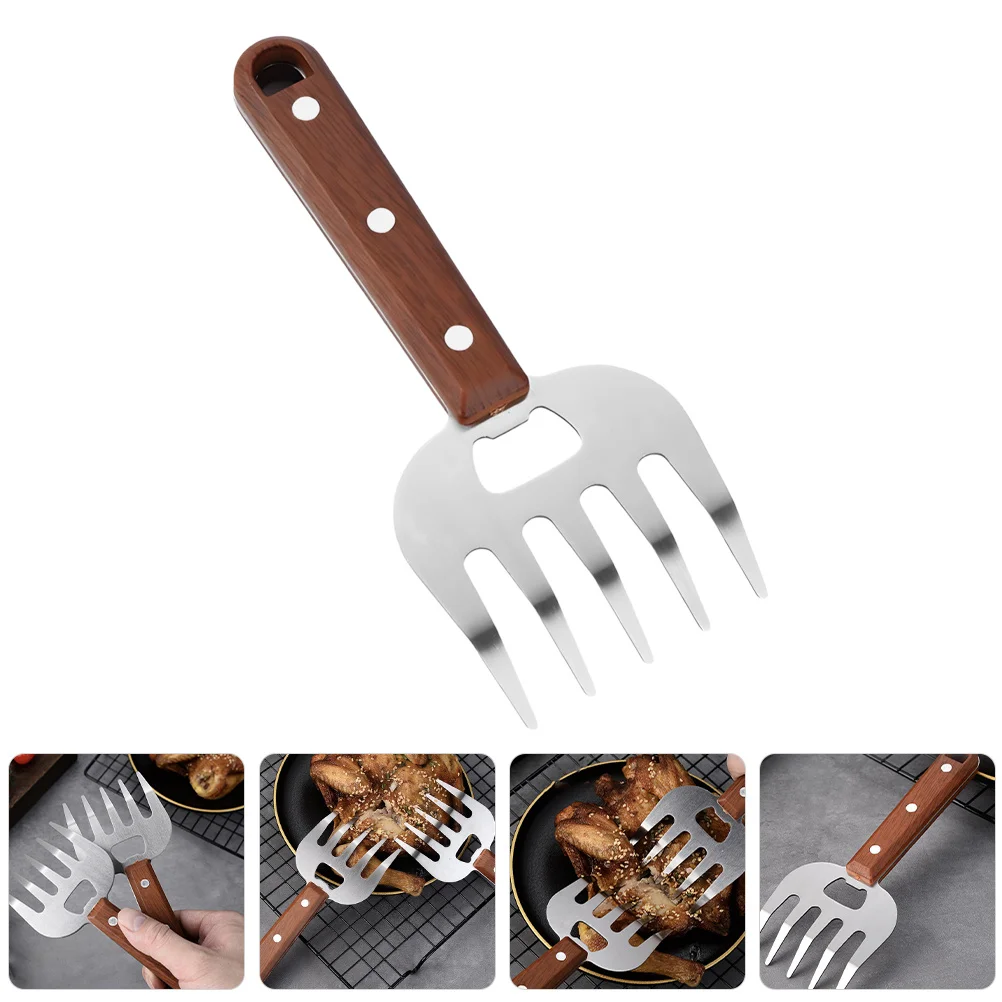 

2Pcs Meat Fork Stainless Steel Wooden Handle Kitchen Barbecue Tool Long Shredder Claws for Chicken Pork Beef Meat Separator