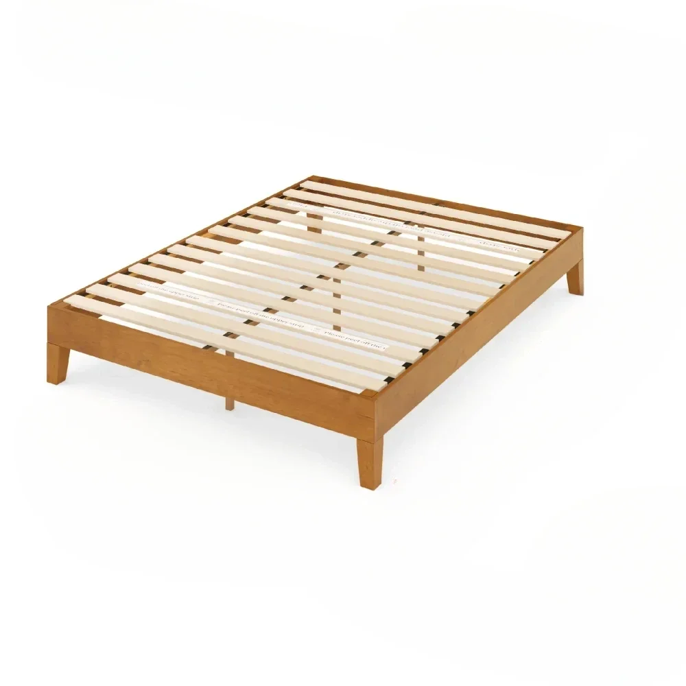 

12" Deluxe Wood Platform Bed Frame, Rustic Pine, （Queen/Twin/Full/King）optional