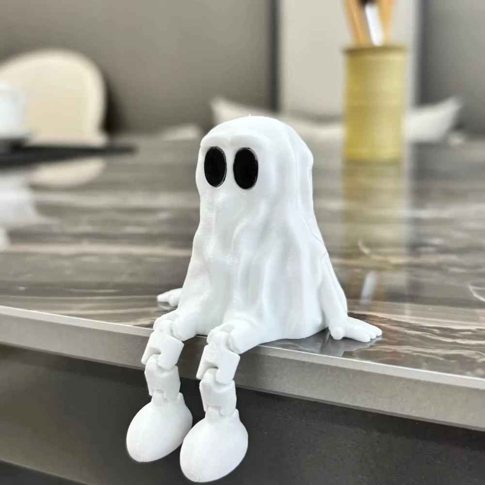 

Halloween Ghost 3D Printed Ghost Ornament Figurines Fidget Toys Joint Movable Kids Toys Home&Car Room Decor Desktop Decorations