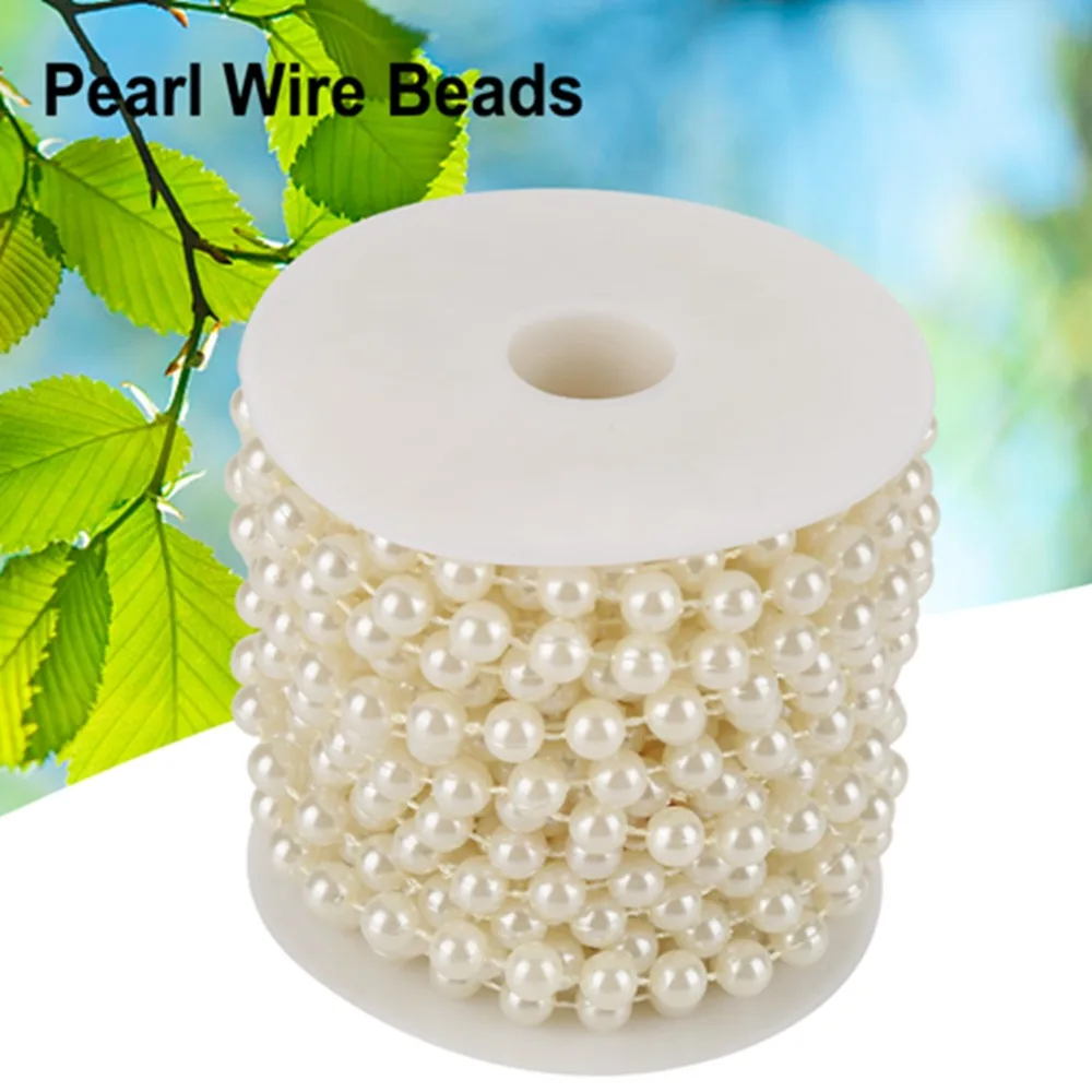 8mm Size Pearl Beads Garland Beige Color White Beads Garland Faux Pearl 10M Pearl String Floral Centerpieces