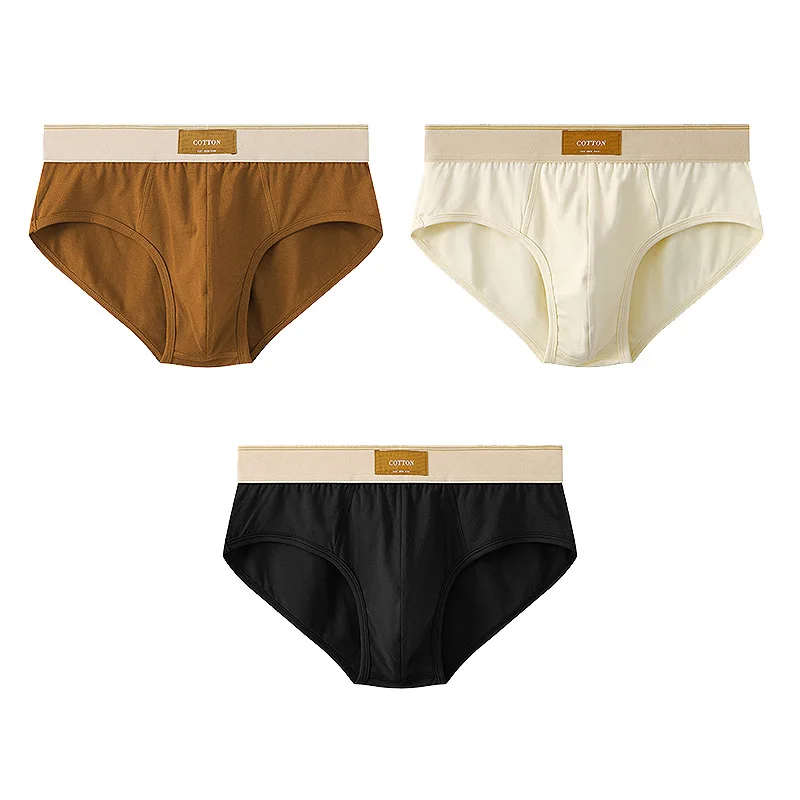 

3pcs/lot Sexy Men's Underwear Cotton Men's Briefs Breathable Trendy Solid Color Plus Size Men's Underpants