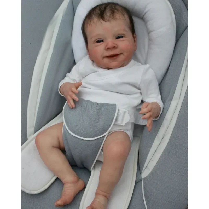 18inch Reborn Baby Doll Sebastian Smile Face Lifelike Newborn Babies Real Looking Baby Dolls Muñecas Bebe Reborn Visible Veins