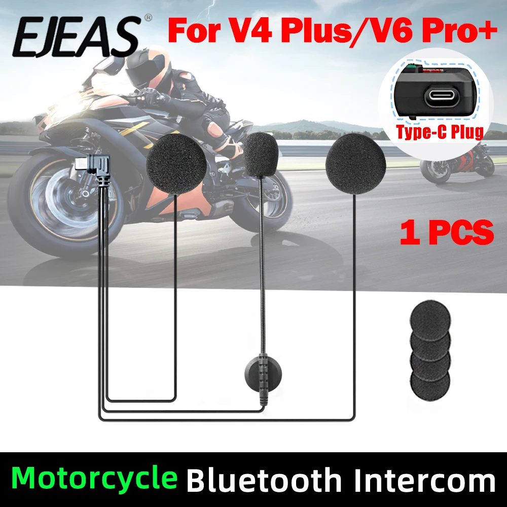 Original Earphone For EJEAS V6 PRO+/V4 PLUS Type-C Jack Motorcycle Helmet Intercom Headset Bluetooth Microphone Parts