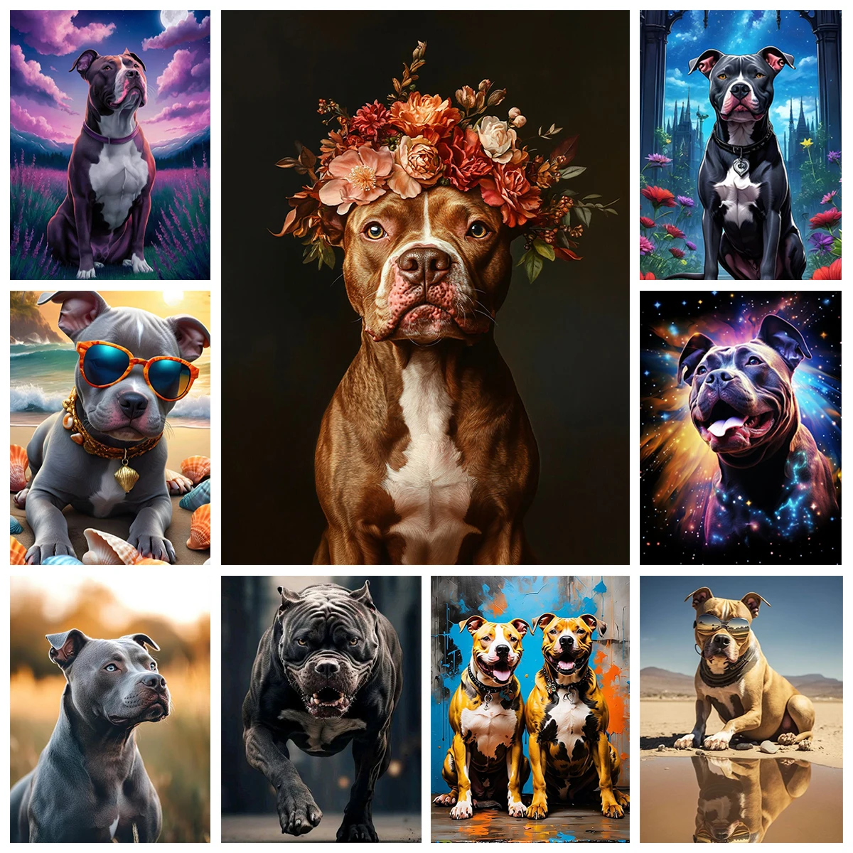 

Bully Dog DIY цифровая картина маслом красочная ручная роспись украшение дома стены простые поделки
