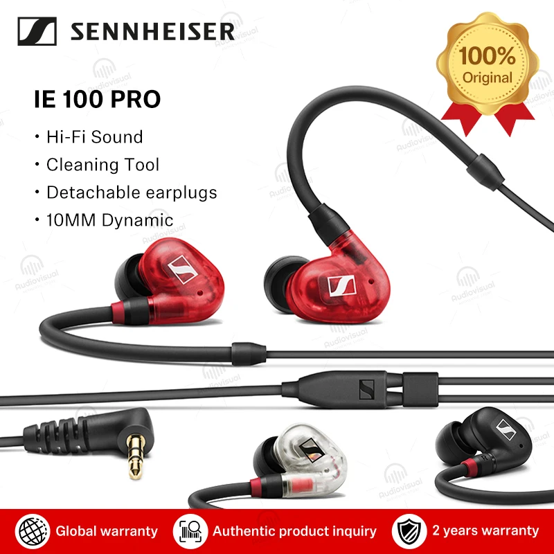 Sennheiser IE 100 PRO 10MM Dynamic HiFi Sound In-Ear Wired Headphones Detachable Head Cable Music Headphones Sound Insulation