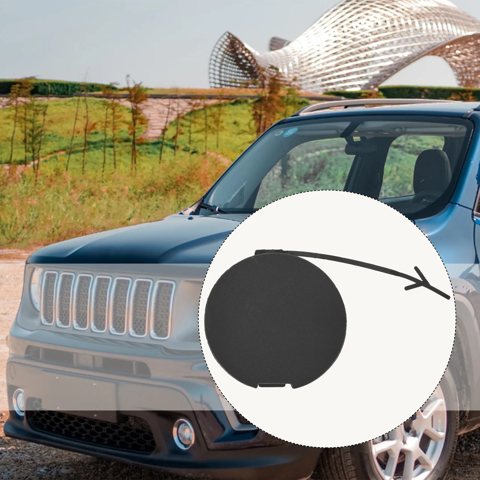 For Jeep For Renegade Front Bumper Accessory Tow Hook Eye Cap Cover from 2015 to 2020 with Part Number 5XB38LXHAA