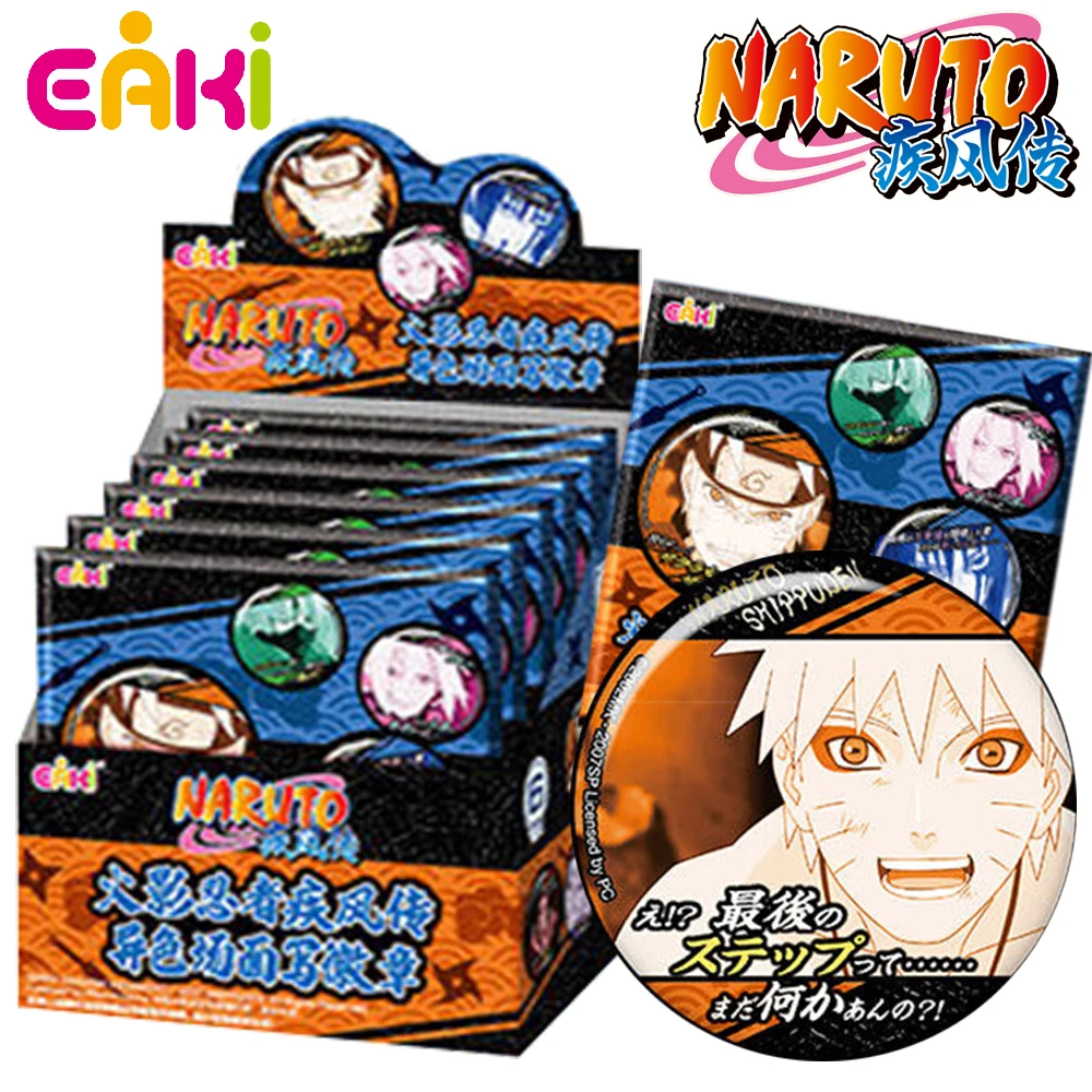 EAKI Genuine Official Naruto Colorful Scenes Round Badge Uchiha Sasuke Cool Rare Hidden Anime Peripheral Brooch Accessories Gift