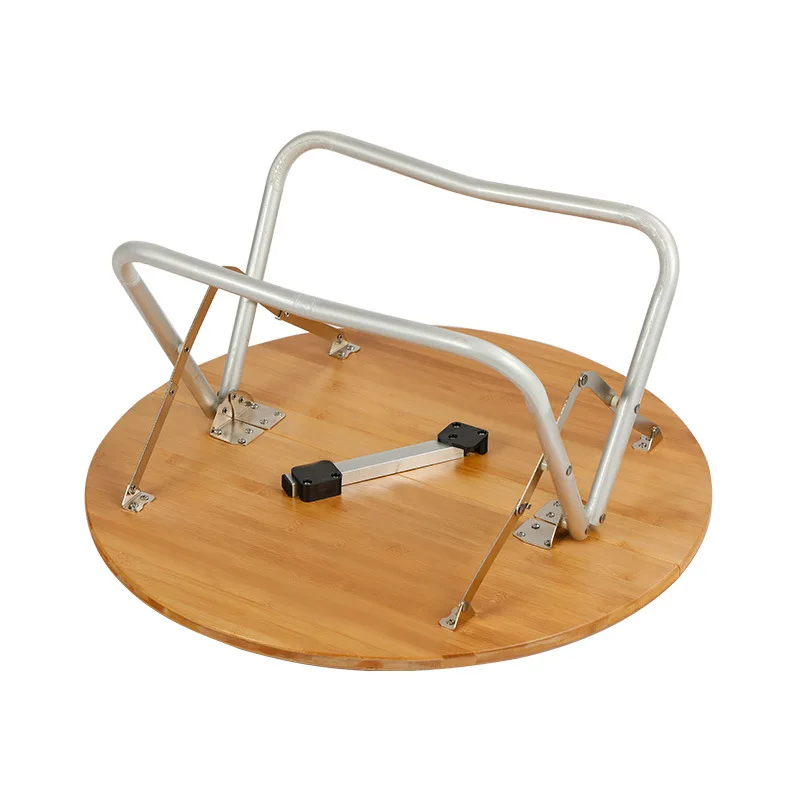 New Outdoor Portable Foldable Table Car Bamboo Table Half Fold Small Round Table