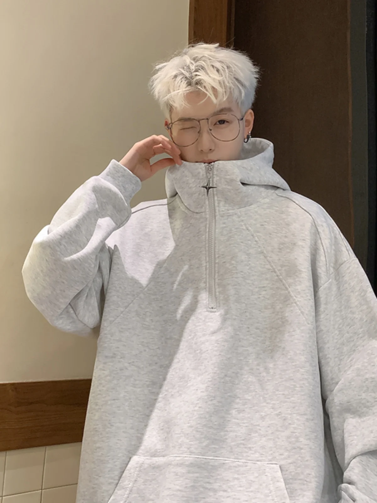 

Мужская толстовка на молнии в американском ретро-стиле с высоким воротником, осенняя новинка, повседневная верхняя одежда с оригинальным дизайном