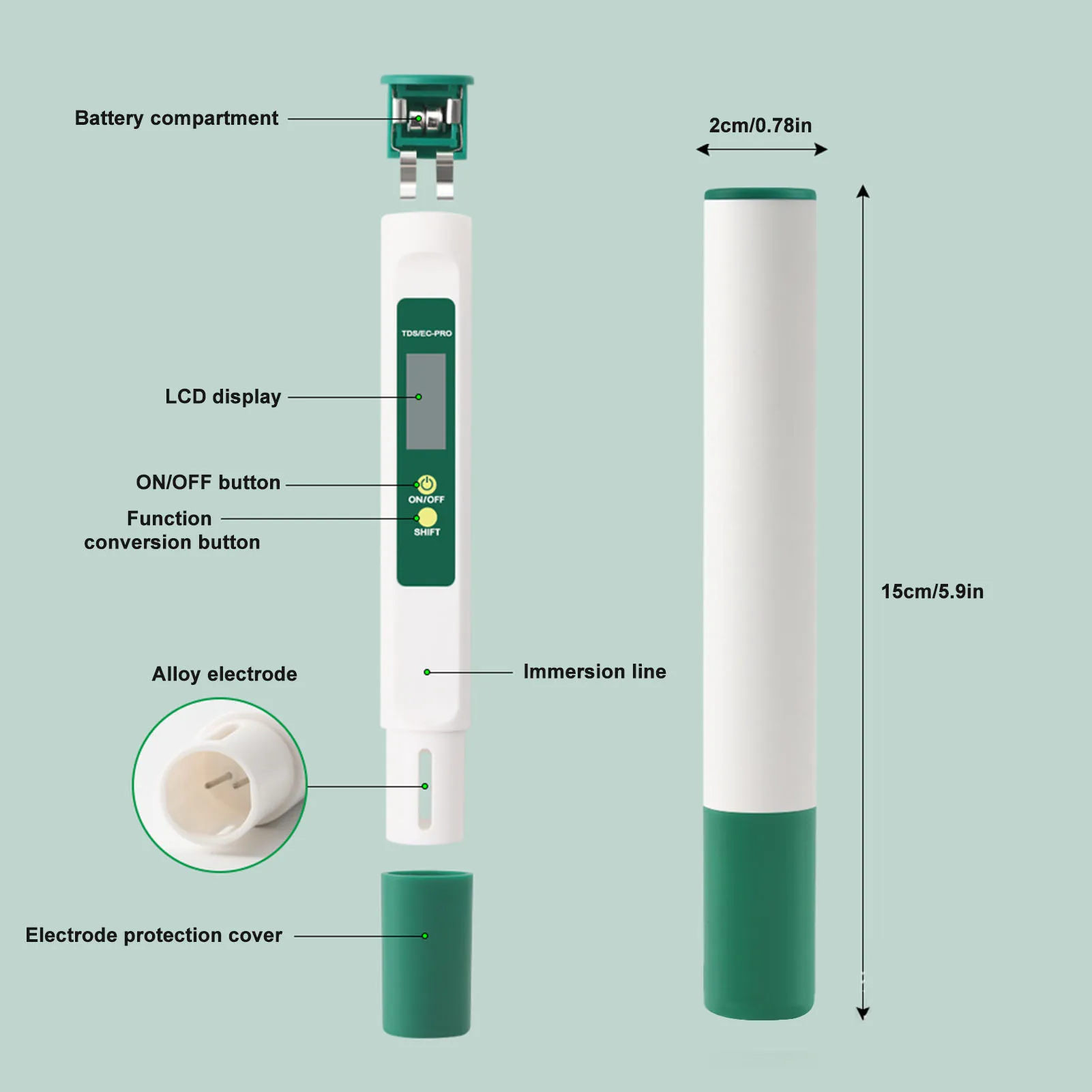 คุณภาพน้ำปากกา LCD เครื่องทดสอบคุณภาพน้ำ EC Meter น้ำดิจิตอลเครื่องทดสอบน้ำดื่มความเค็ม Dissolved Oxygen