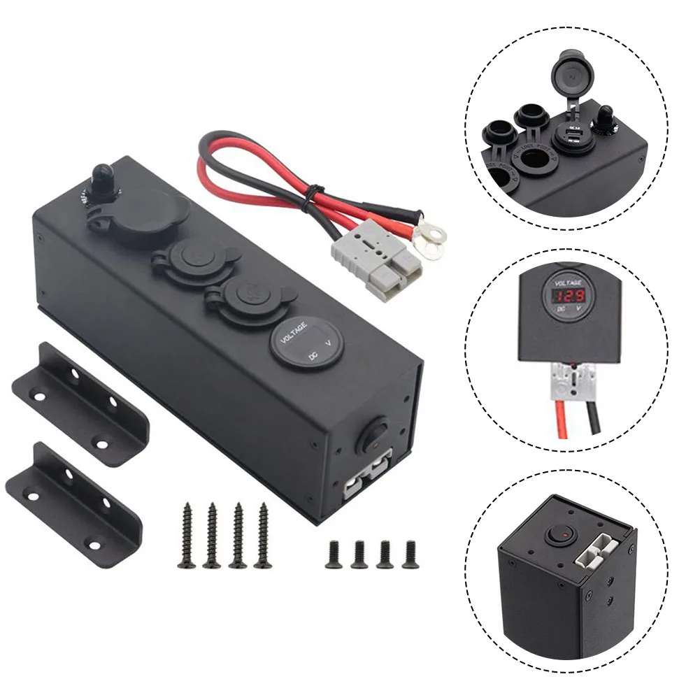Integrated Voltage Display USB Charging Socket Built-in Circuit Breaker Dual USB Ports Flame-retardant Materials